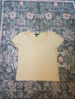 Ralph Lauren Women's Cottagecore Cap Sleeve Smocked Top Medium Ivory Dainty